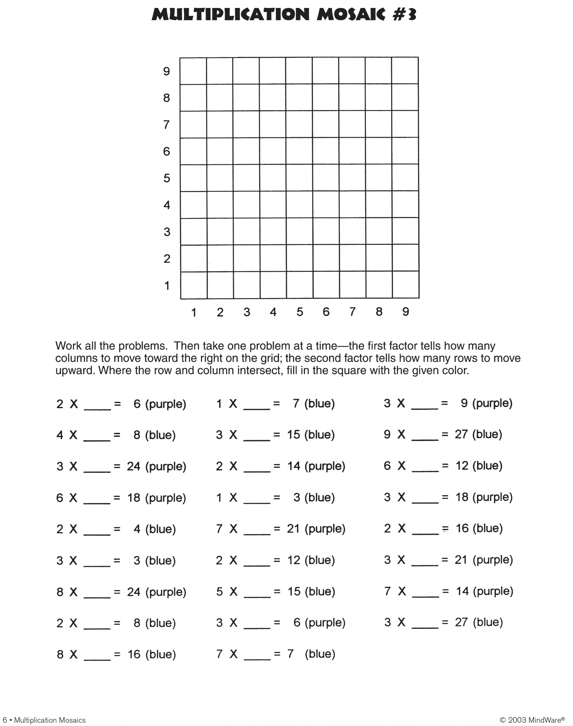 The STEAM Room » Math Mosaics: Multiplication